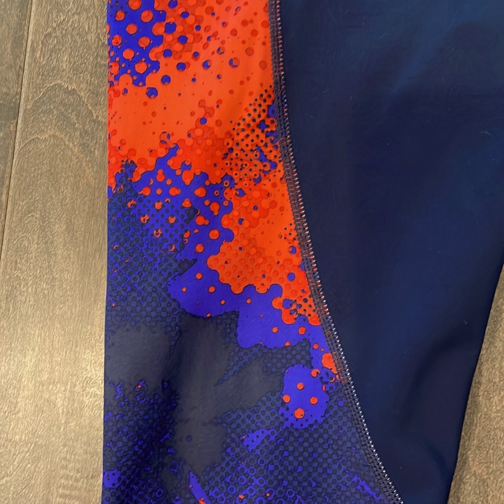 Athleta Black/Blue/Orange Patterned Leggings, Siz… - image 4
